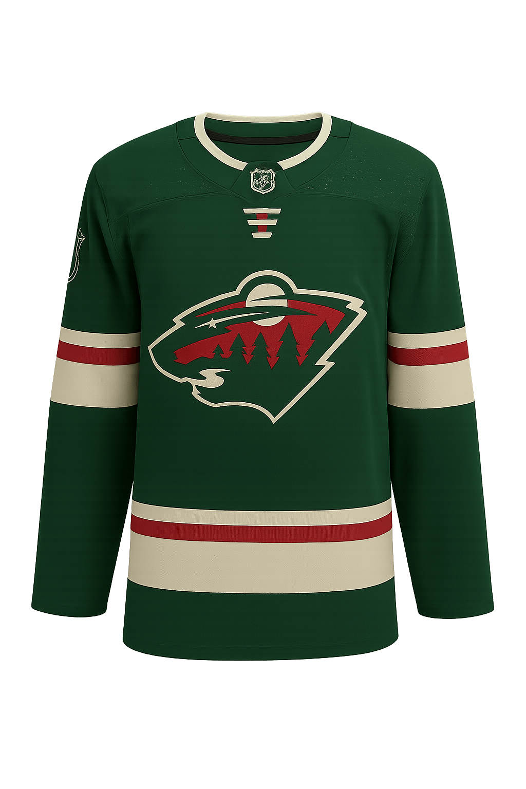 AI-generated Jon Osmond wearing the MN Wild jersey
