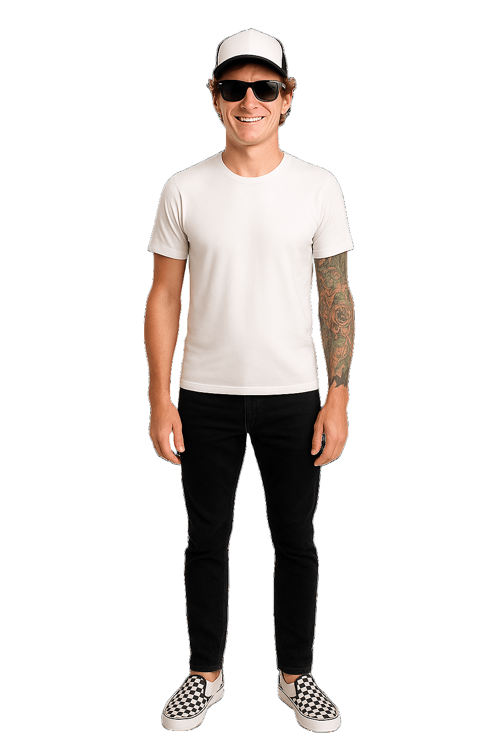 AI-generated Jon Osmond wearing the white T-shirt